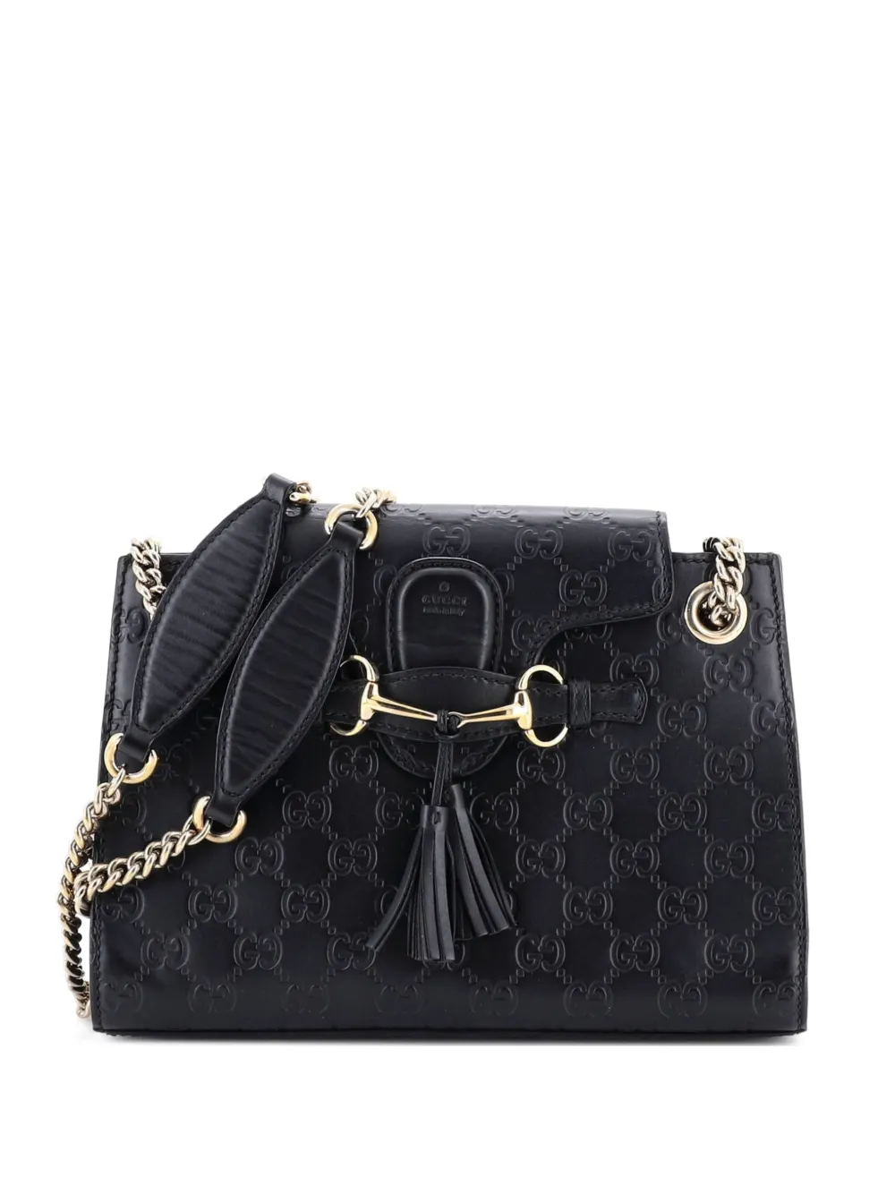 Gucci Pre-Owned Emily Chain Flap Guccissima Leather Small shoulder bag - Nero