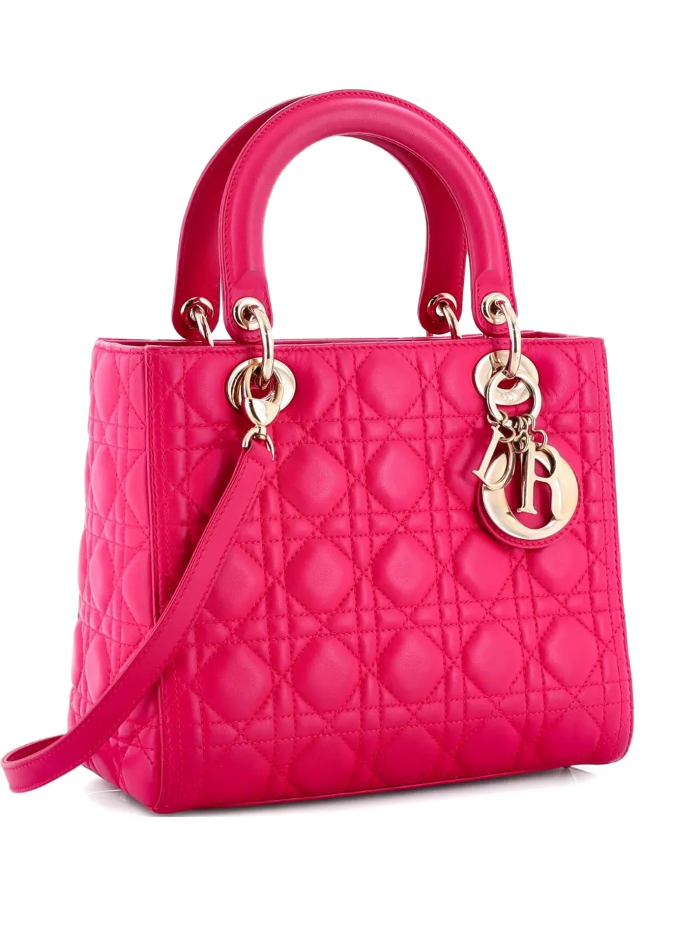 Christian Dior Pre-Owned Lady Dior Bag Cannage Quilt Lambskin Medium satchel - Rosa