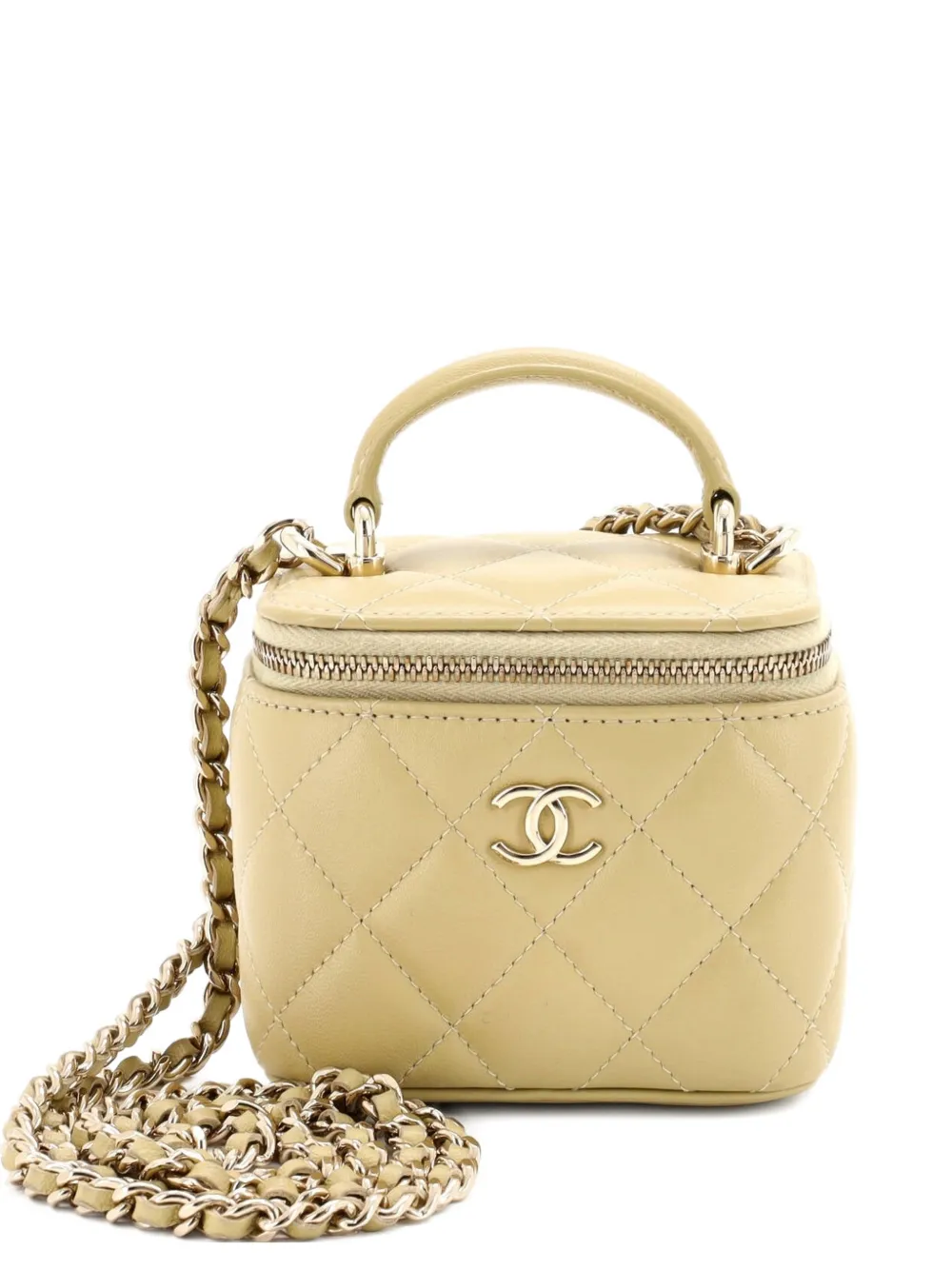 CHANEL Pre-Owned Classic Top Handle Vanity Case with Chain Quilted Lambskin Mini crossbody bag - Toni neutri