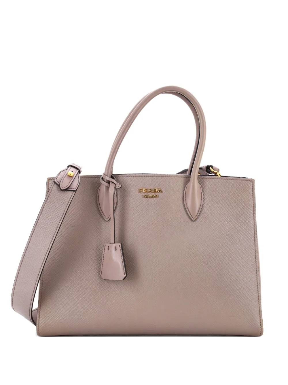 Prada Pre-Owned Side Pleat Saffiano Leather Large tote bag - Grey