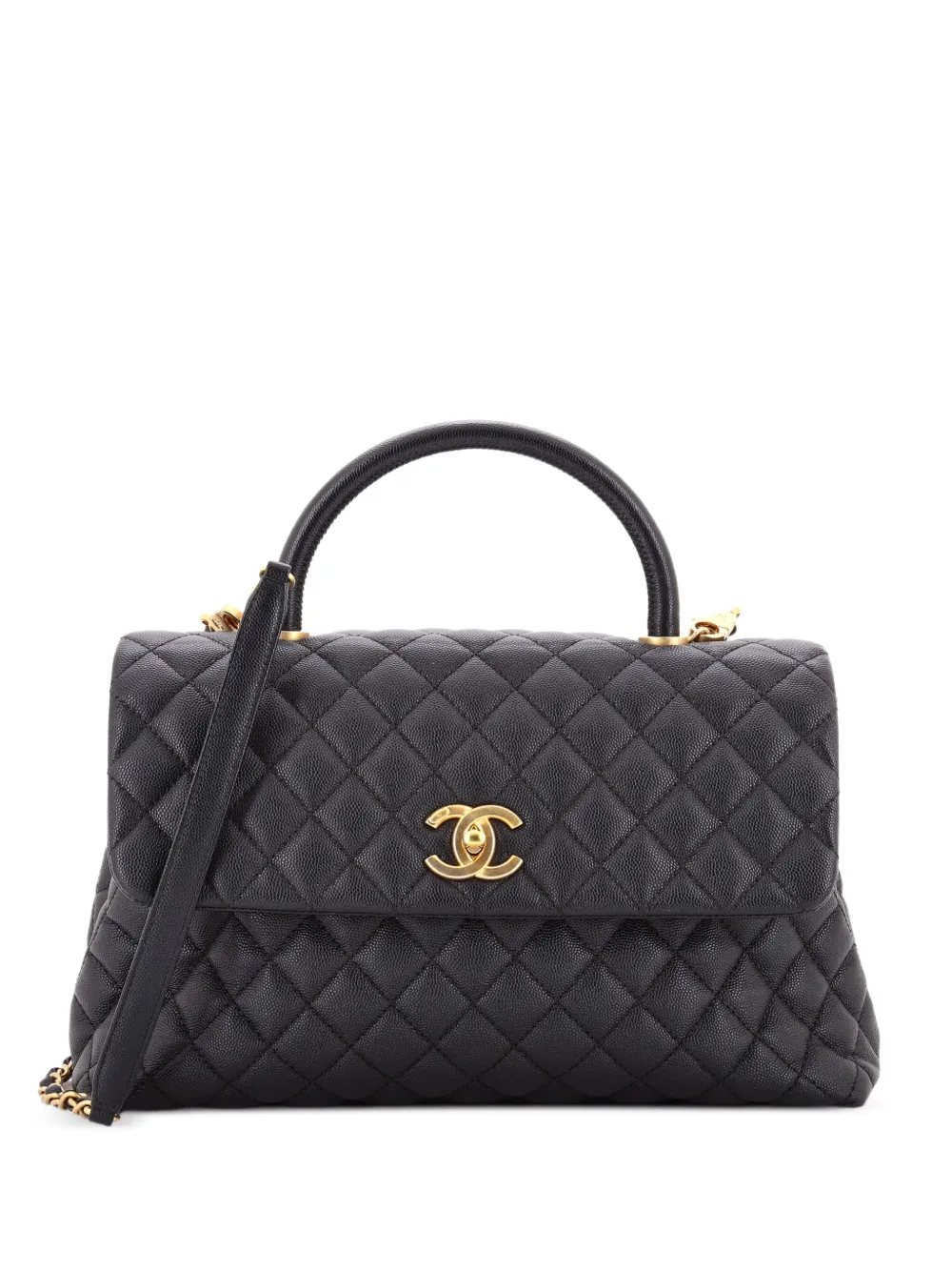 CHANEL Pre-Owned Coco Top Handle Bag Quilted Caviar Medium satchel - Nero
