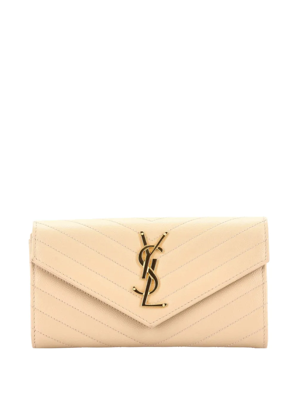 Saint Laurent Pre-Owned Classic Monogram Flap Wallet Matelasse Chevron Leather Large small wallets - Toni neutri