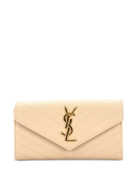 Saint Laurent Pre-Owned Classic Monogram Flap Wallet Matelasse Chevron Leather Large small wallets