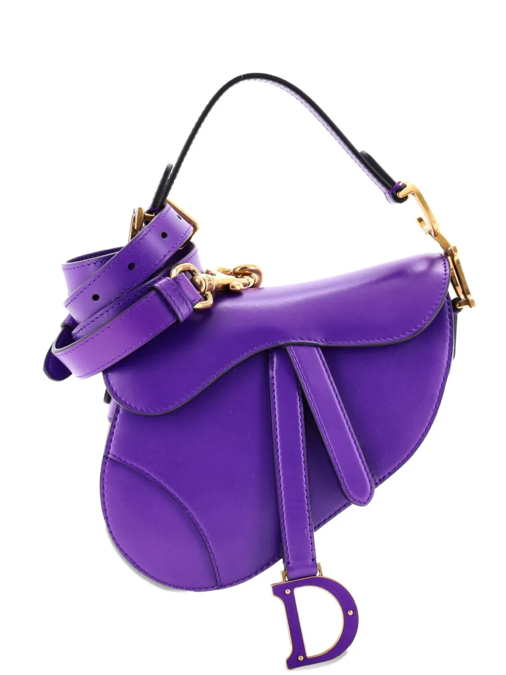 Christian Dior Pre-Owned Saddle Handbag with Strap Leather Mini shoulder bag - Viola