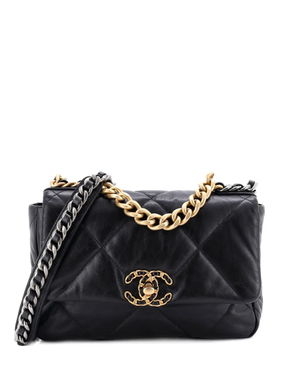 CHANEL Pre-Owned 19 Flap Bag Quilted Leather Medium crossbody bag - Nero