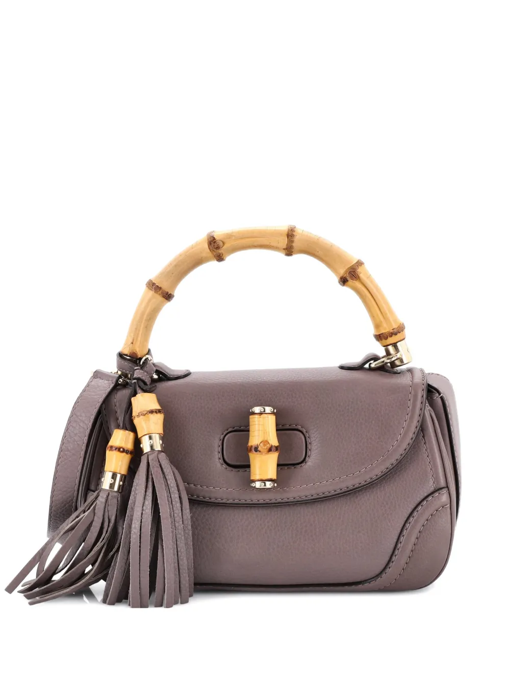 Gucci Pre-Owned New Convertible Bamboo Top Handle Bag Leather Medium satchel - Grigio