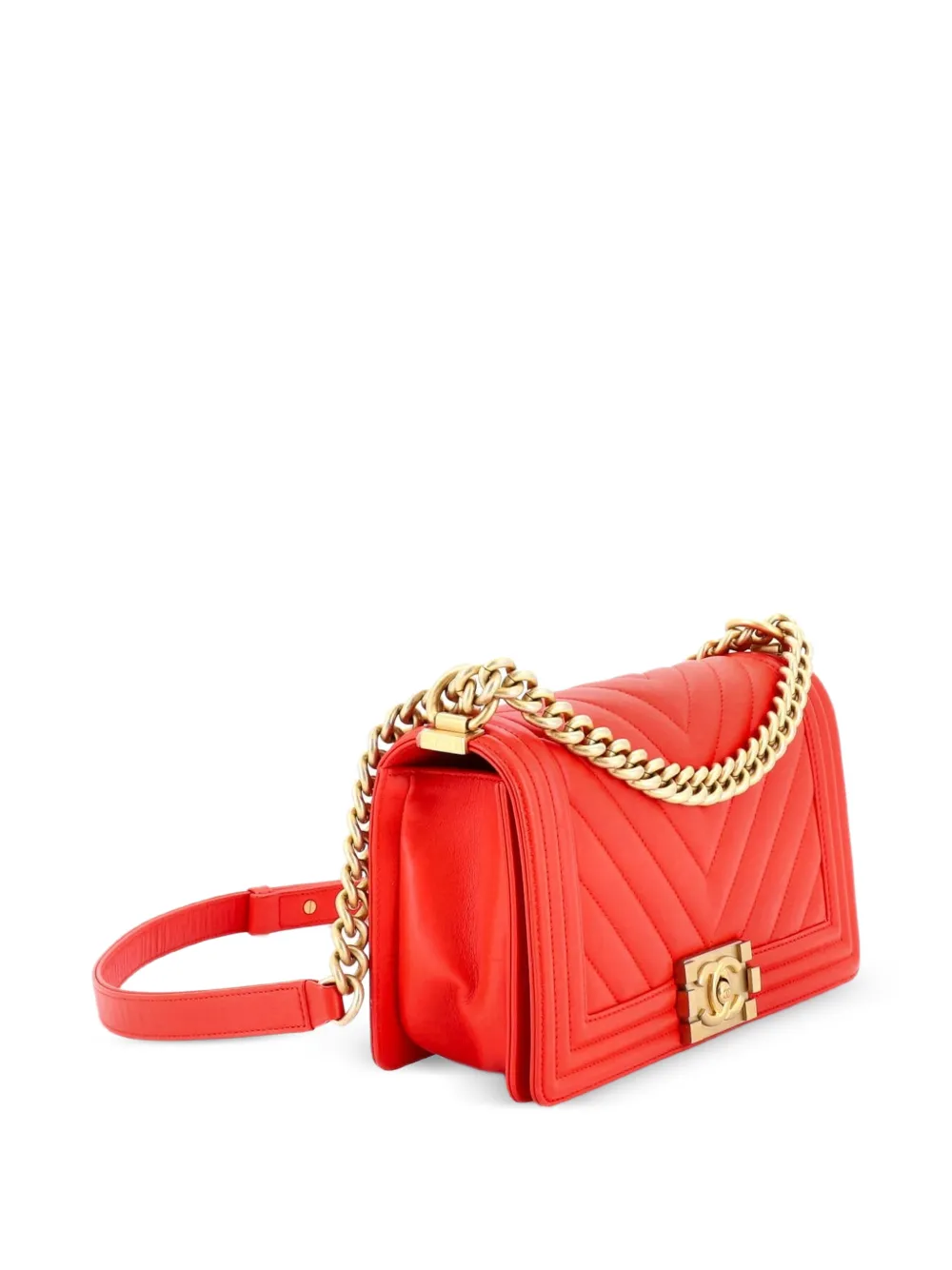 CHANEL Pre-Owned Boy Flap Bag Chevron Calfskin Old Medium shoulder bag - Rosso