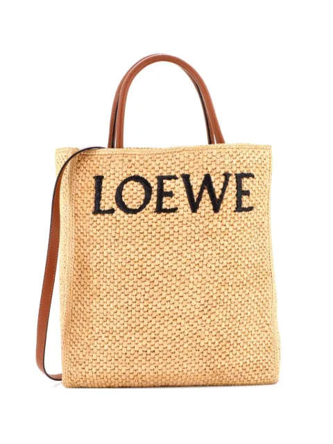 Loewe Pre-Owned A4 Raffia and Leather North South tote bag