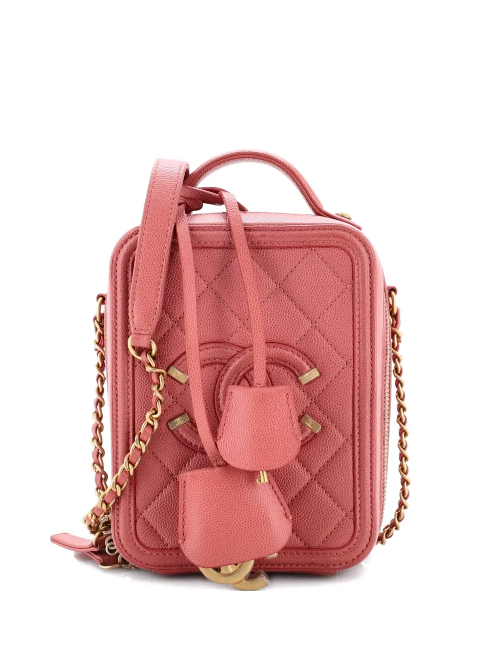 CHANEL Pre-Owned Filigree Vertical Vanity Case Quilted Caviar crossbody bag - Rosa