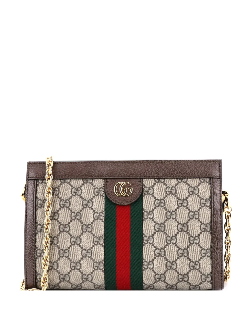Gucci Pre-Owned Ophidia Chain Shoulder Bag GG Coated Canvas Small crossbody bag - Marrone