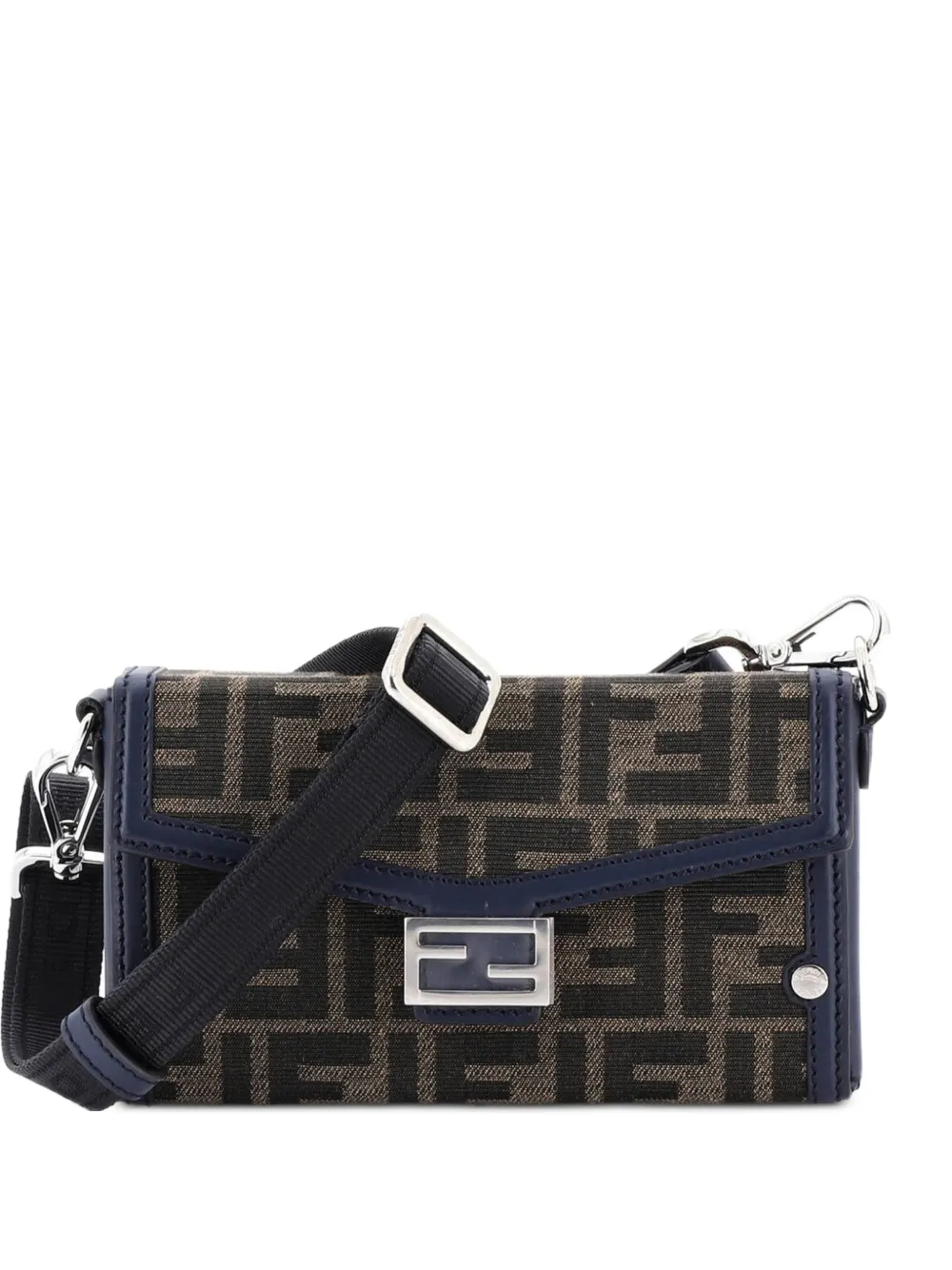 Fendi Pre-Owned Baguette Soft Trunk Phone Pouch Zucca Canvas and Leather crossbody bag - Marrone