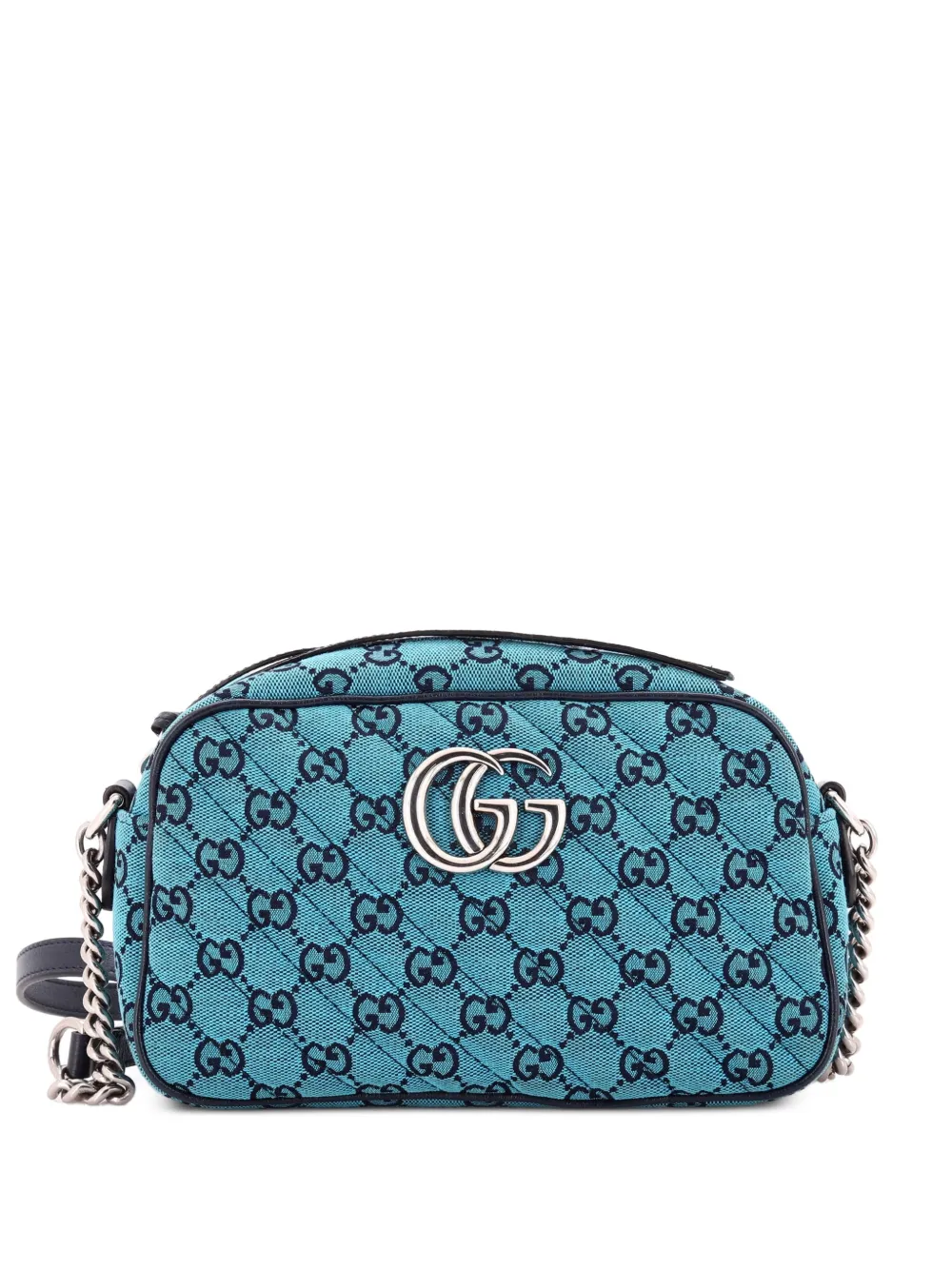 Gucci Pre-Owned GG Marmont Shoulder Bag Diagonal Quilted GG Canvas with Leather Small crossbody bag - Blu