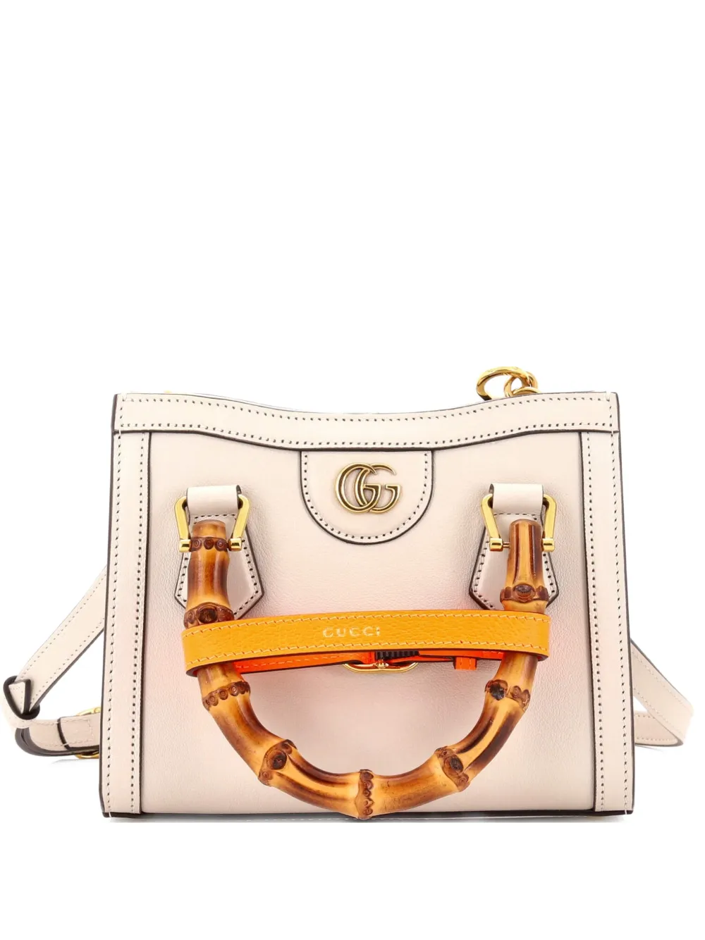 Gucci Pre-Owned Diana NM Bamboo Handle Tote Leather Mini crossbody bag - Bianco