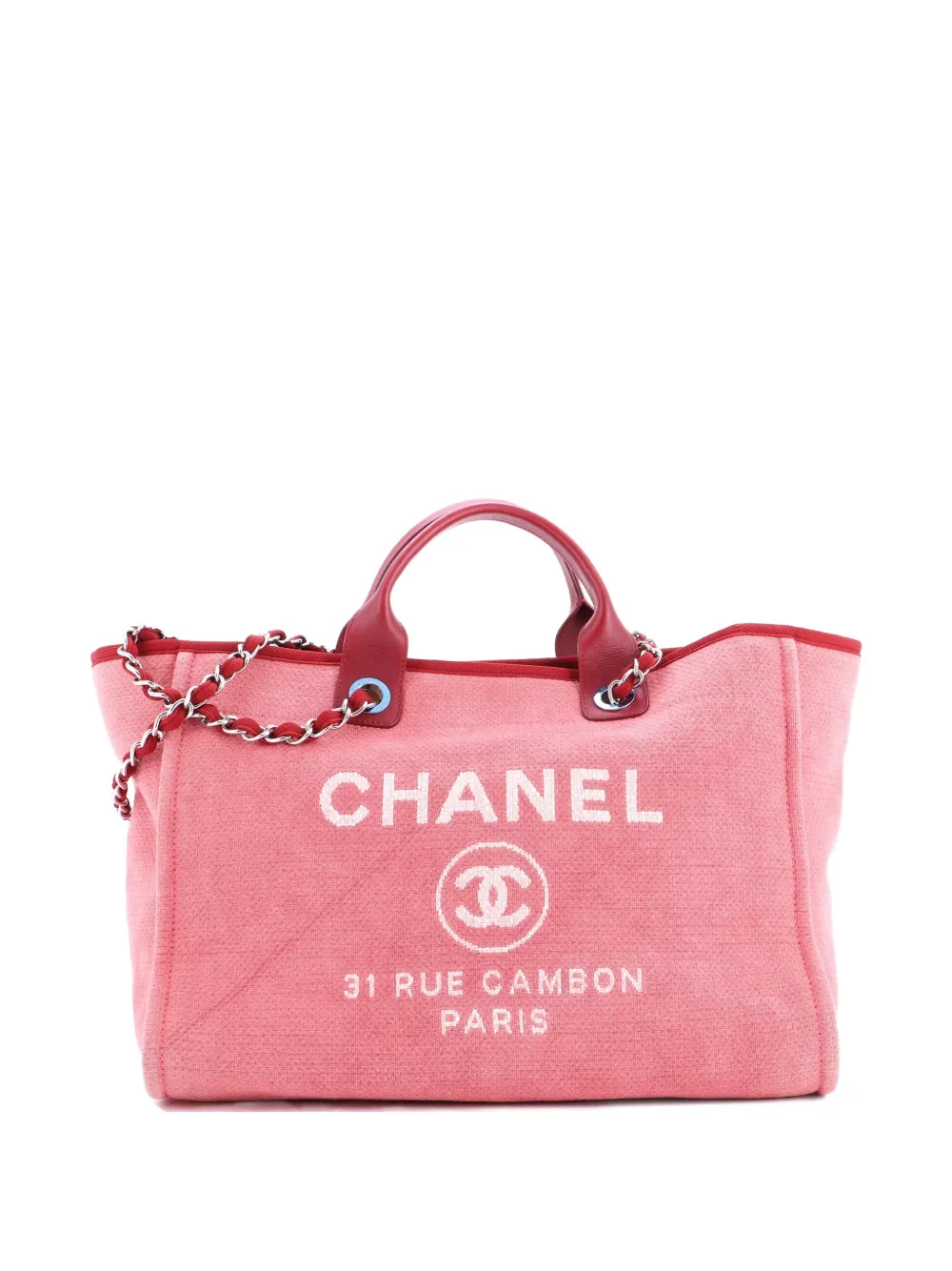 CHANEL Pre-Owned Deauville Canvas Medium tote bag - Rosso