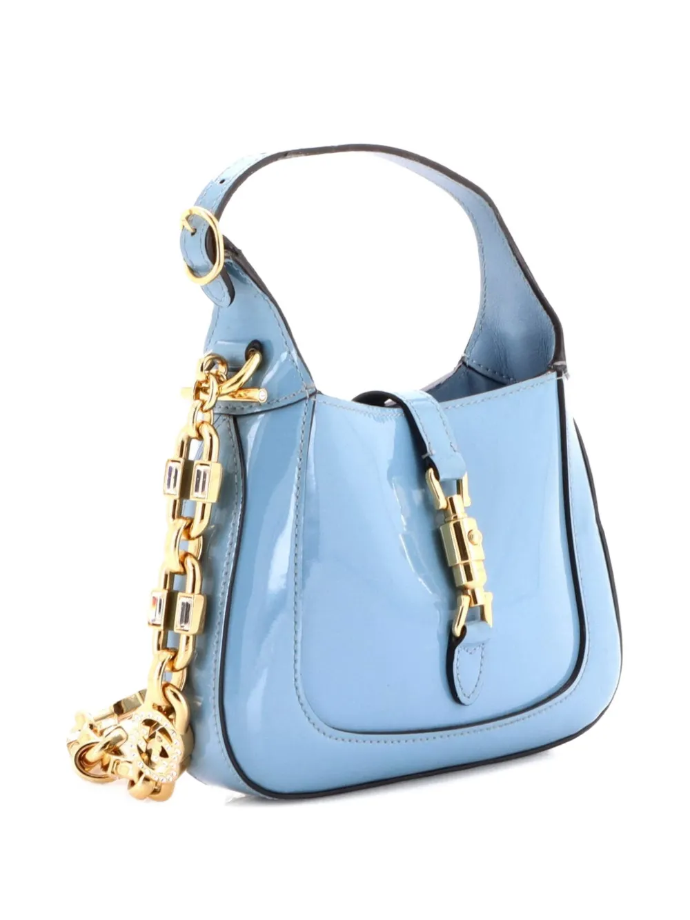 Gucci Pre-Owned Borsa a spalla Jackie 1961 mini in pelle verniciata con catena - Blu
