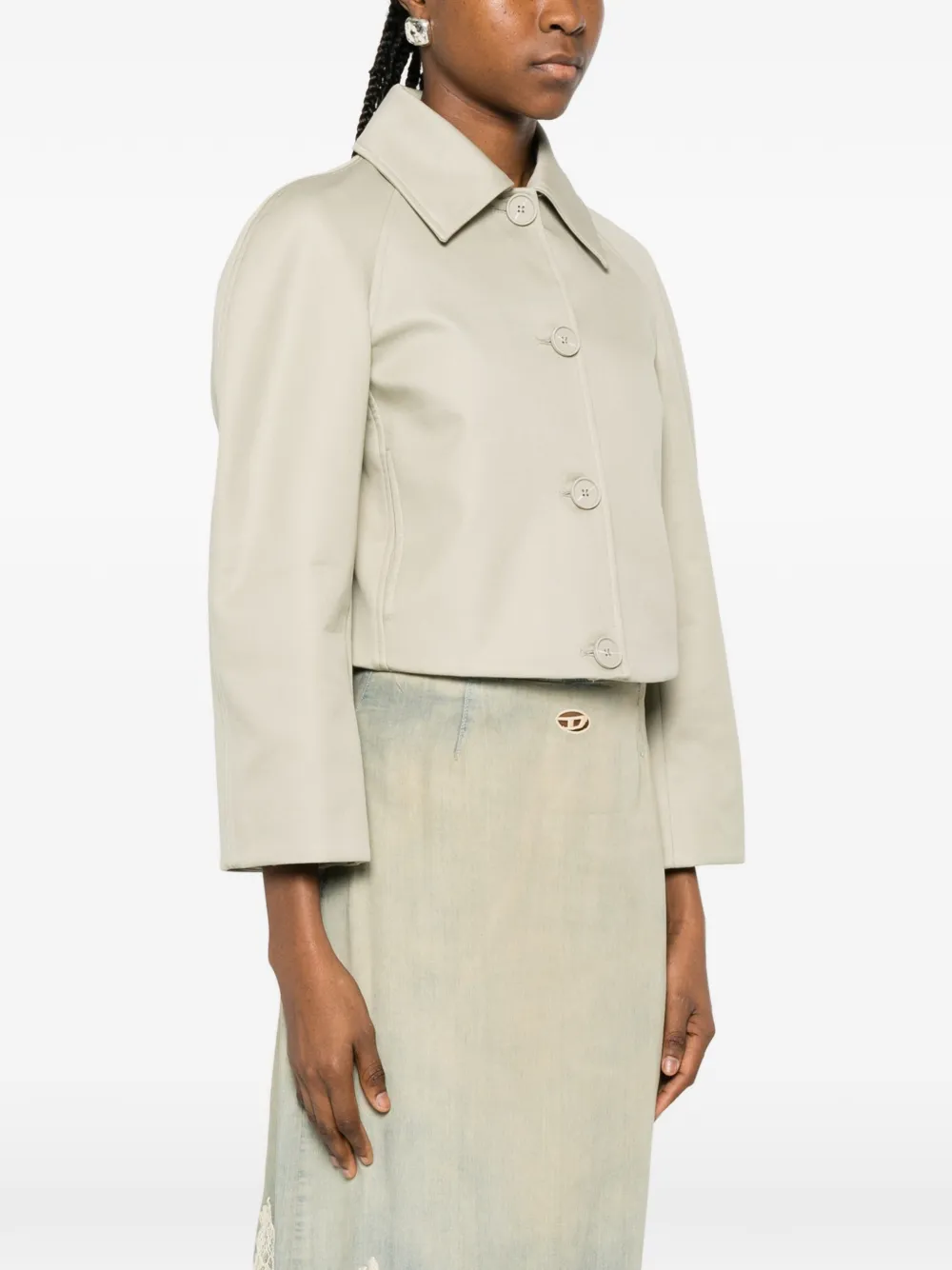  Diesel Button Short Cropped Jacket - Neutrals 