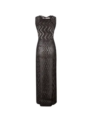 missoni fringed beach maxi dress Spectacular Missoni Multi Color Knit Halter Dress with Fringe main image 0