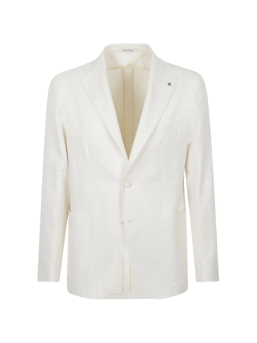 Tagliatore logo-pin textured blazer - Neutrals