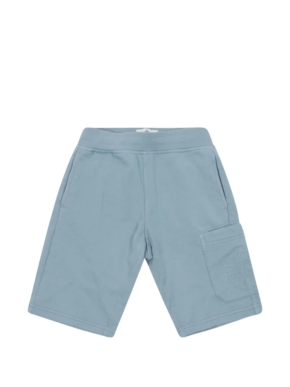 Stone Island Junior compass-embroidered jogger shorts - Blu
