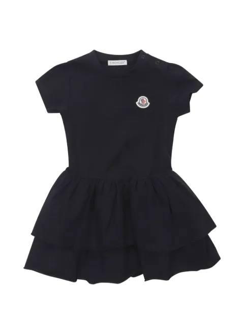 Moncler Enfant vestido con parche del logo y volantes