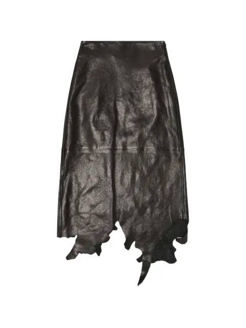 Diesel leather midi skirt with jagged hem