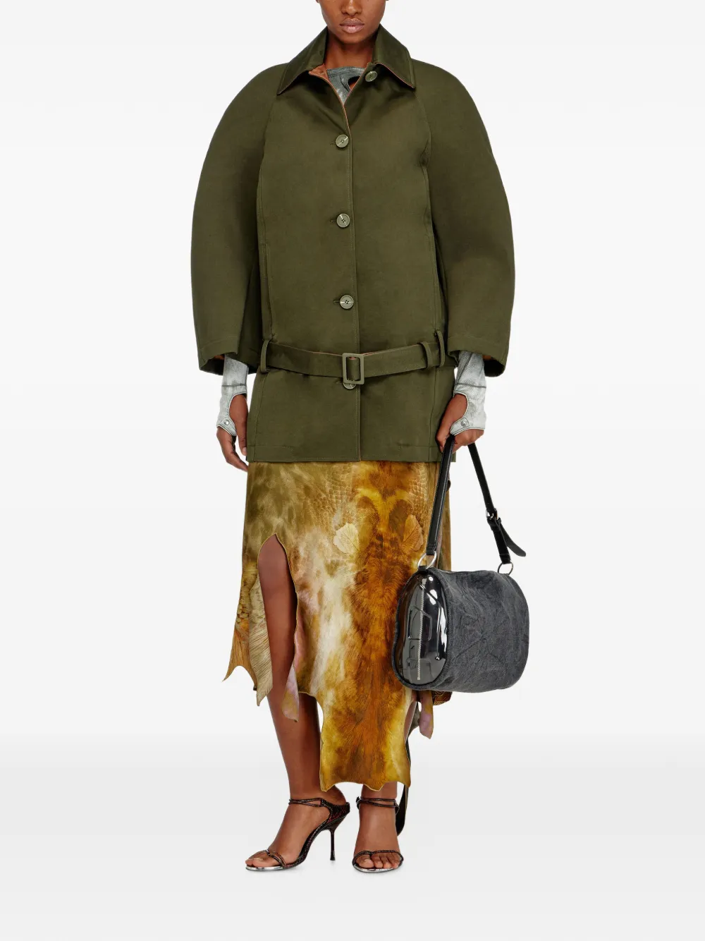 Diesel Asymmetrische rok met dierenprint Groen