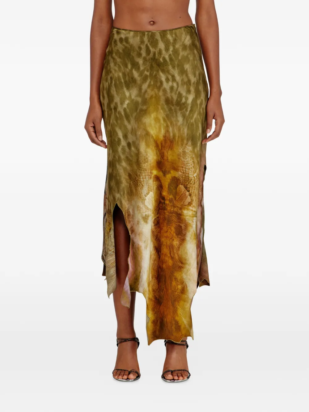 Diesel Asymmetrische rok met dierenprint Groen