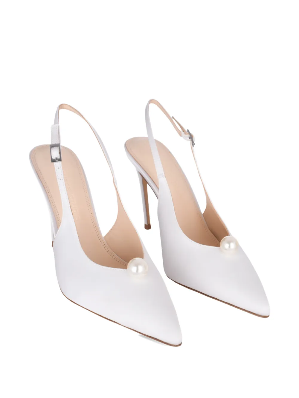 BLACK SUEDE STUDIO Reina slingback pumps met puntige neus Wit