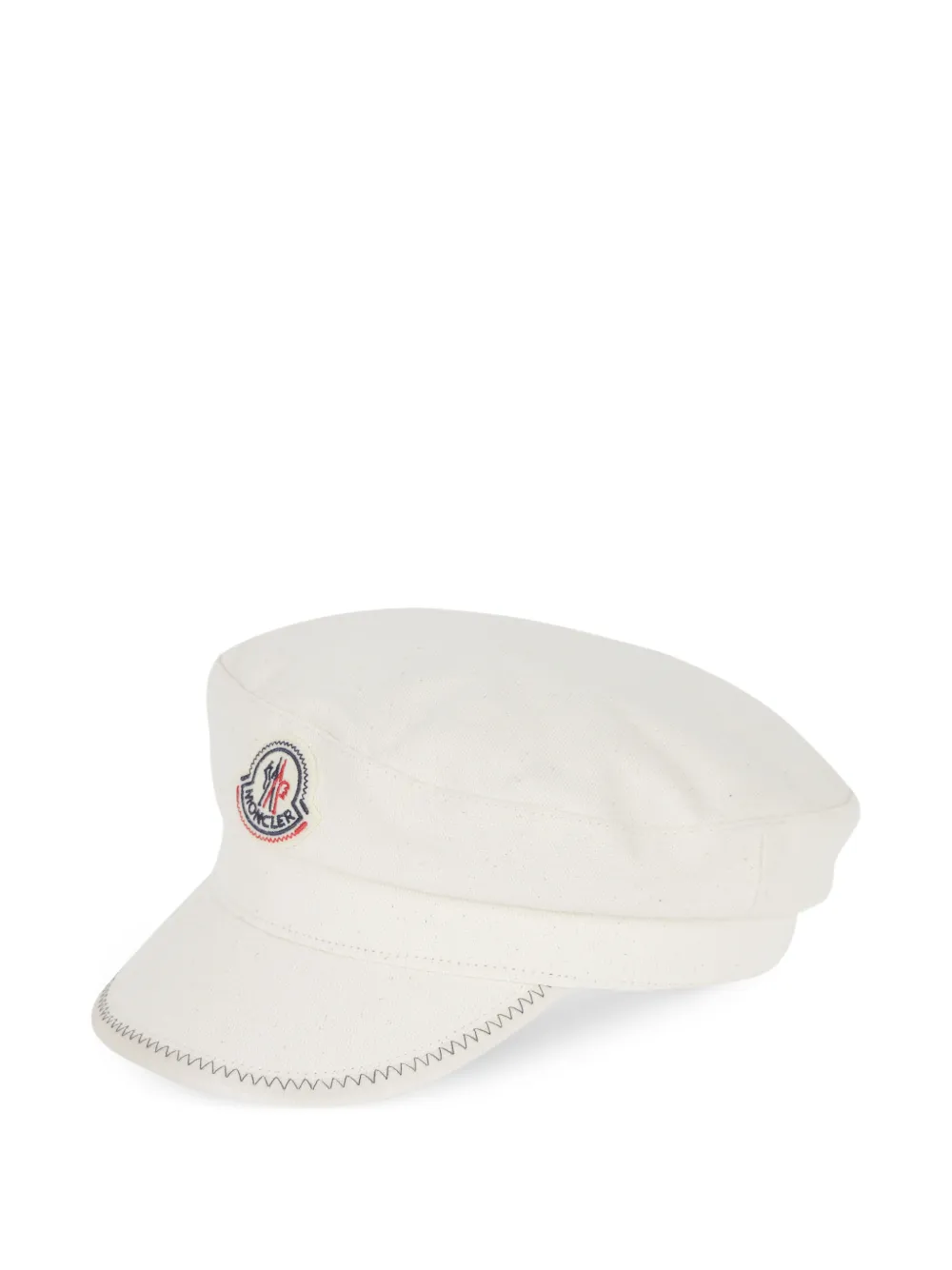 Moncler logo-patch whipstitch-trim baker hat - Nude