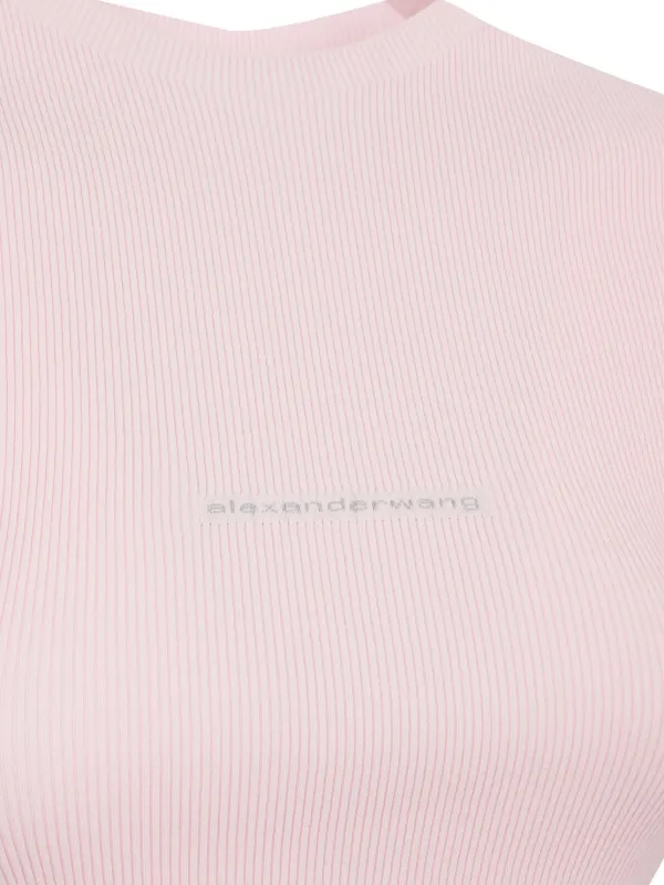 Alexander Wang Knit Logo Mini Dress | Pink | FARFETCH