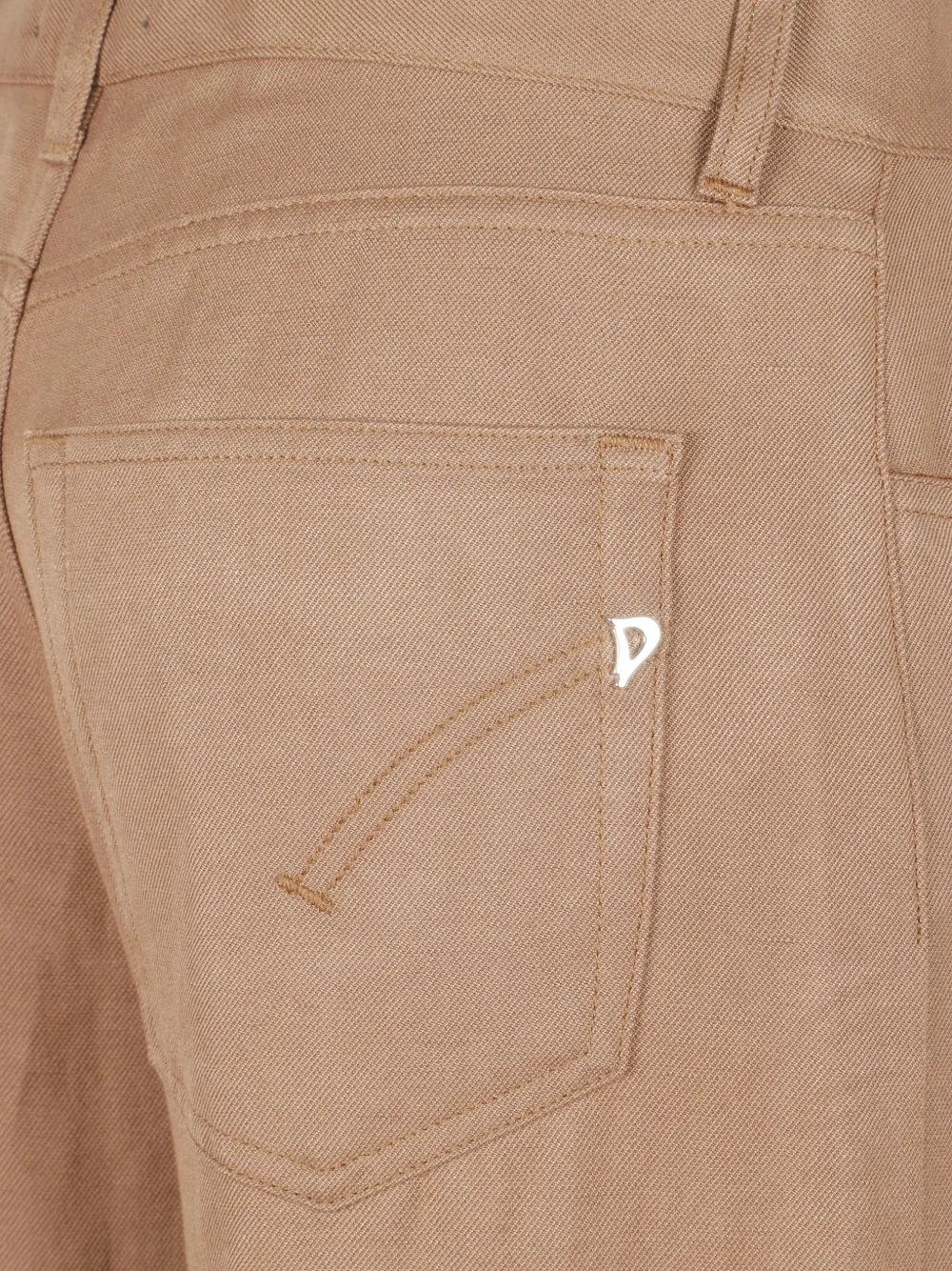 DONDUP Jeans met logoplakkaat en wijde pijpen Beige