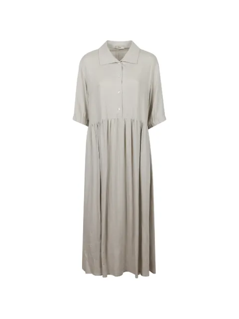 Herno gathered-waist button-up dress