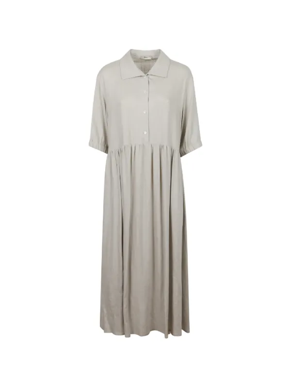 Herno Gathered-waist Button-up Dress in Neutrals