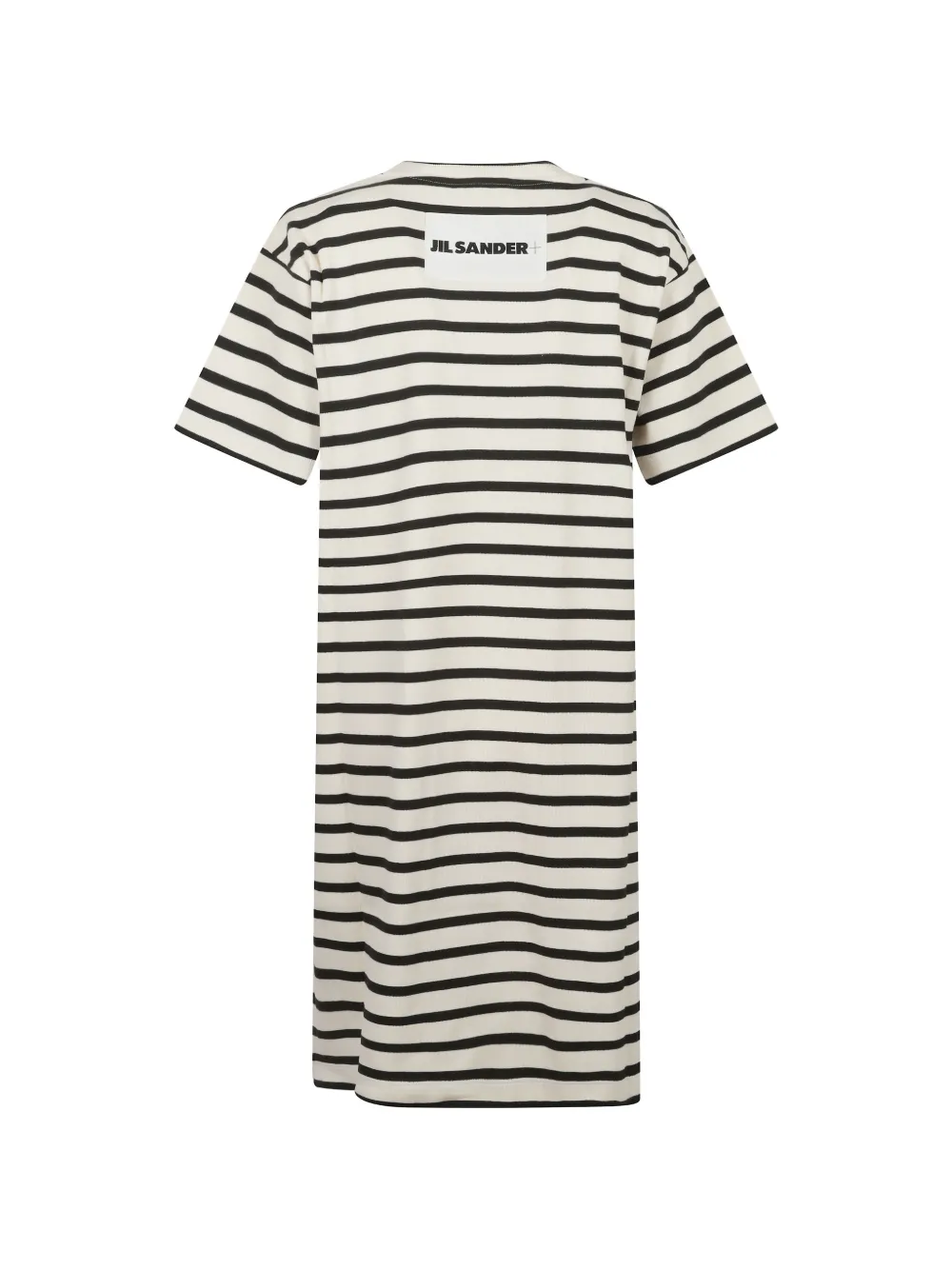 Jil Sander Gestreepte midi-jurk met korte mouwen Wit
