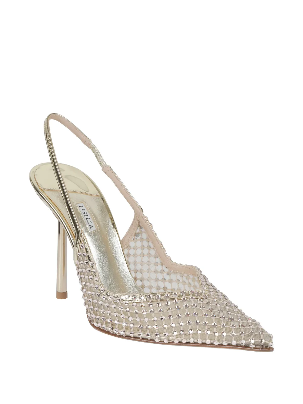 Le Silla Gilda crystal-embellished slingback pumps Beige