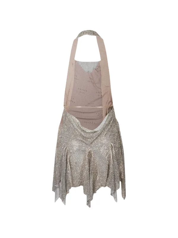 munroe embellished mini dresses POSTER GIRL Munroe Mojito Halter Embellished Dress | Gold