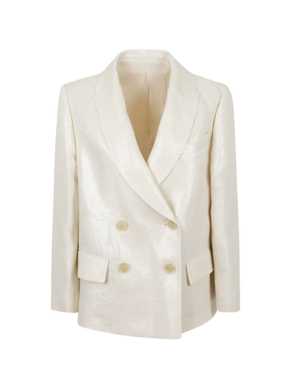 Brunello Cucinelli double-breasted metallic-finish blazer - Toni neutri