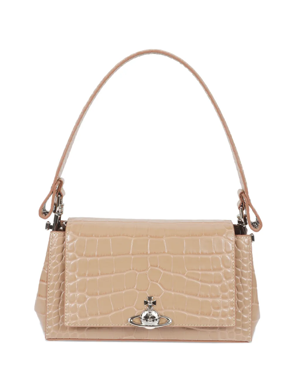 Vivienne Westwood Orb plaque croc-effect shoulder bag - Toni neutri