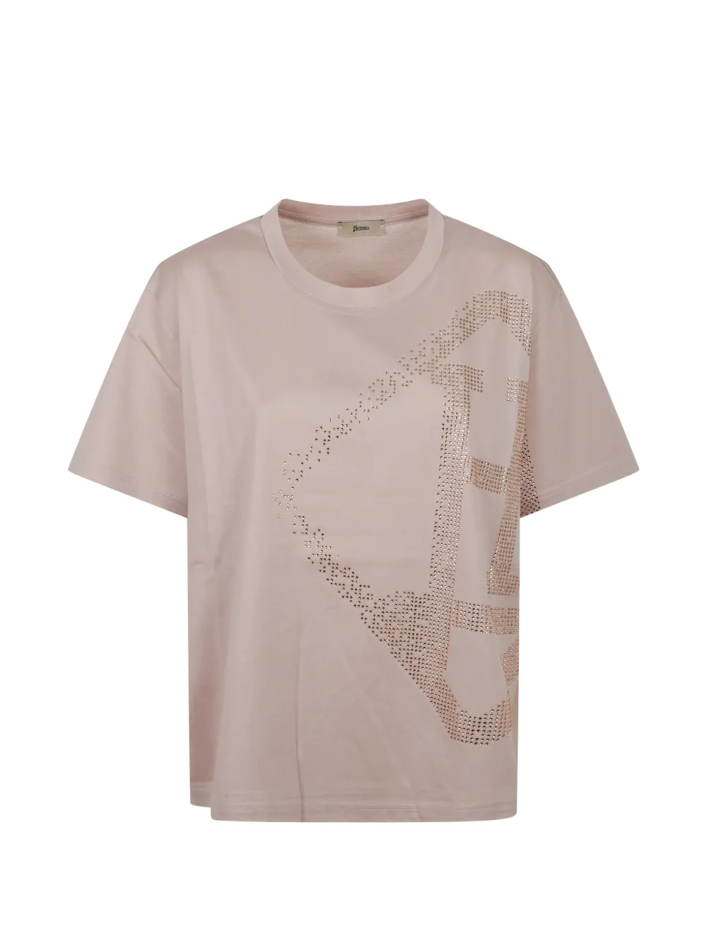 Herno rhinestone-embellished logo t-shirt - Rosa