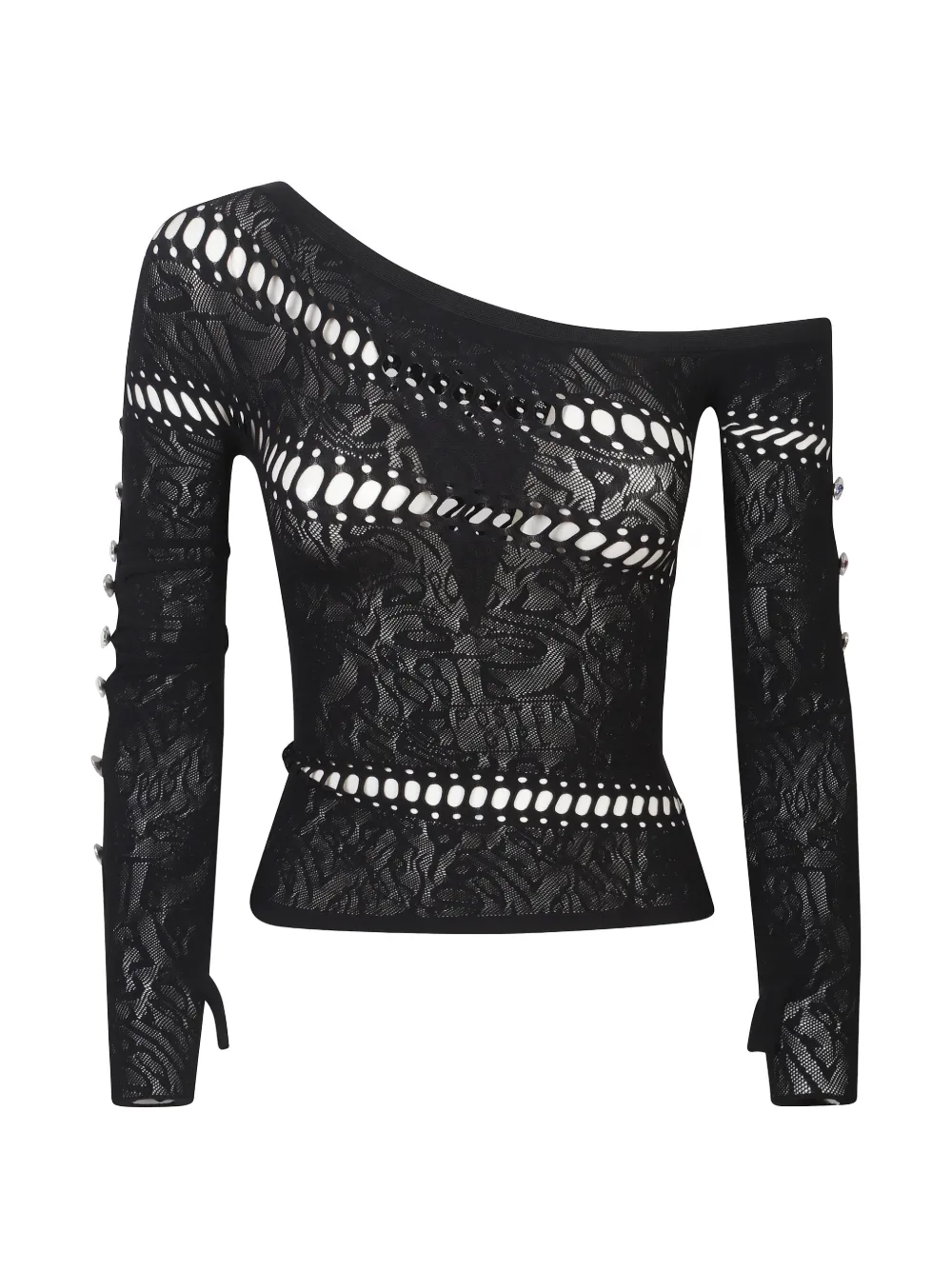 POSTER GIRL Ivy cutout one-shoulder top - Nero