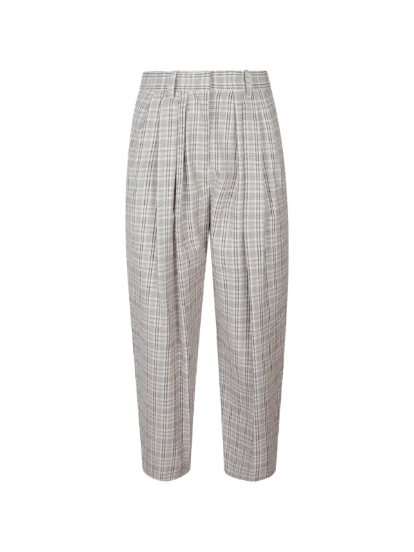 Marant Étoile Pleated Check-pattern Trousers in White
