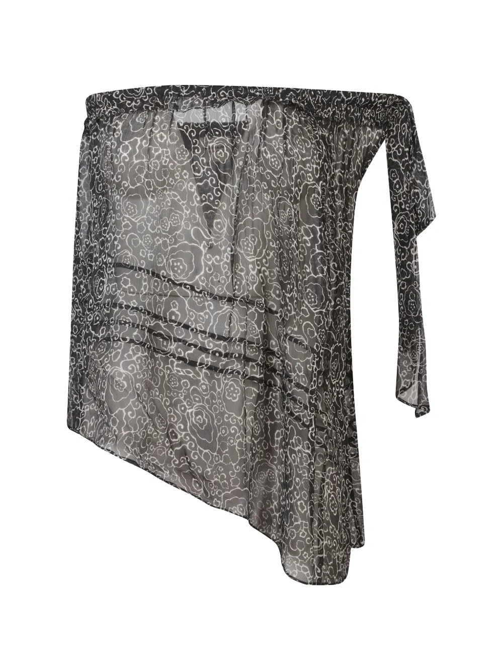 MARANT ÉTOILE asymmetrical-neck floral top - Nero