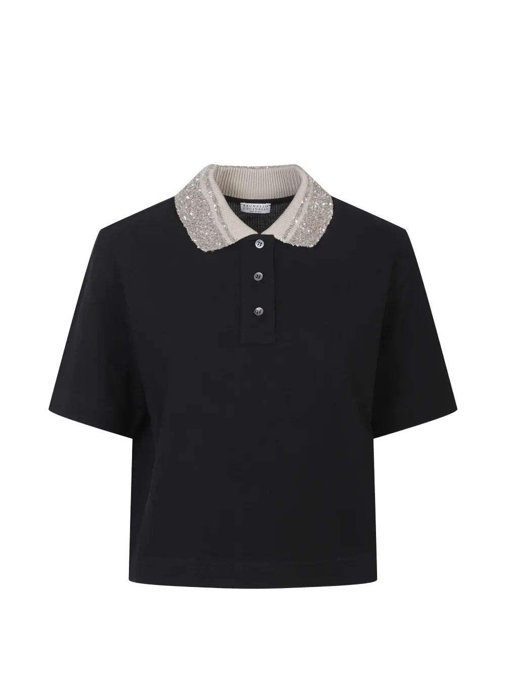 Brunello Cucinelli collar-embellished polo top - Nero