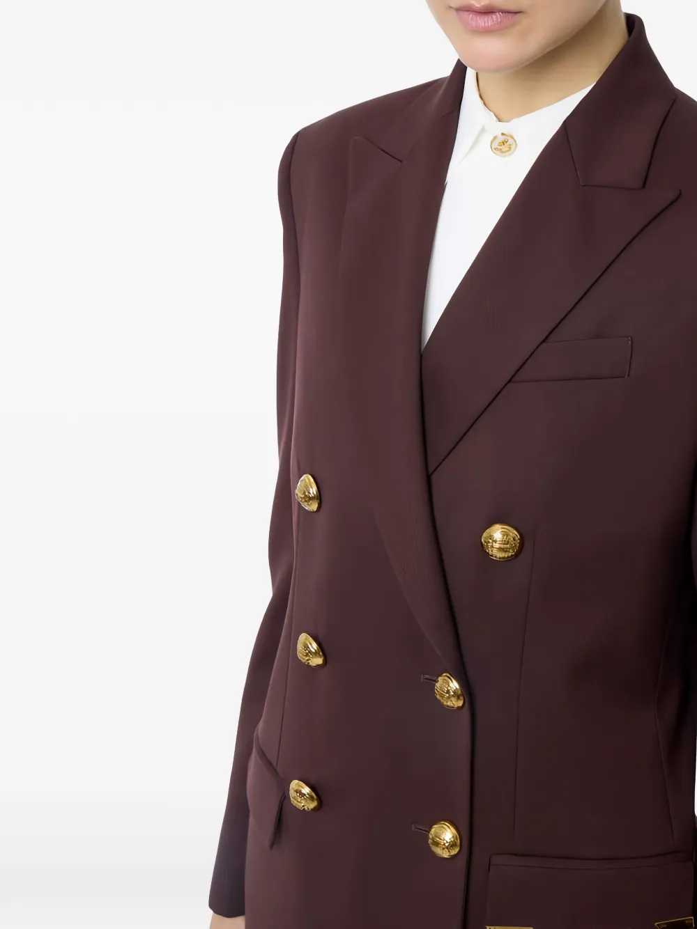 Elisabetta Franchi Blazer met dubbele rij knopen Bruin