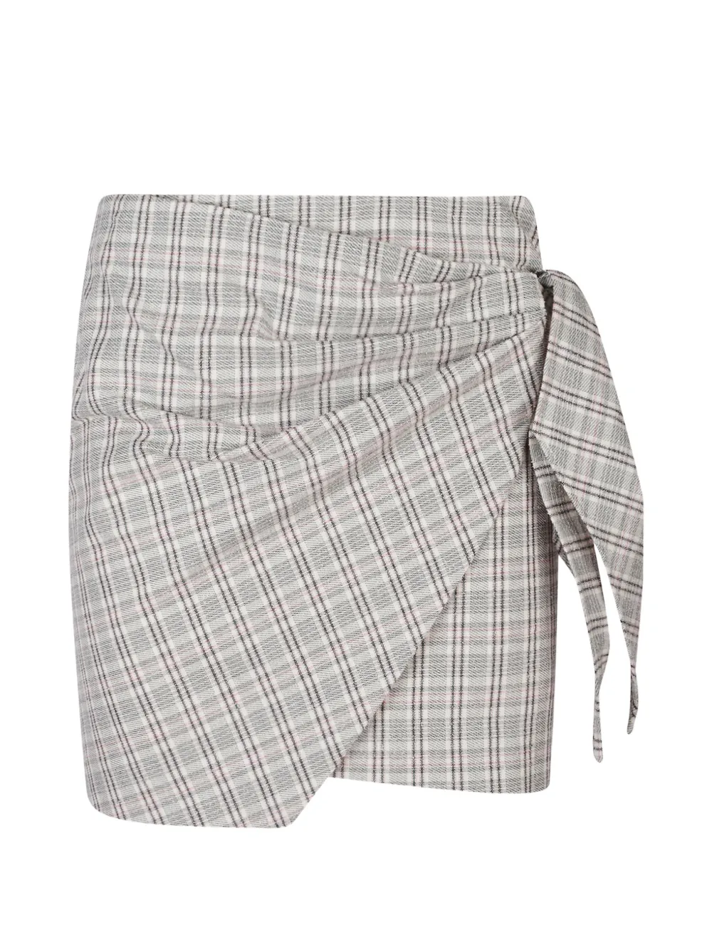 MARANT ÉTOILE check-pattern tie-detail mini skirt - Grigio