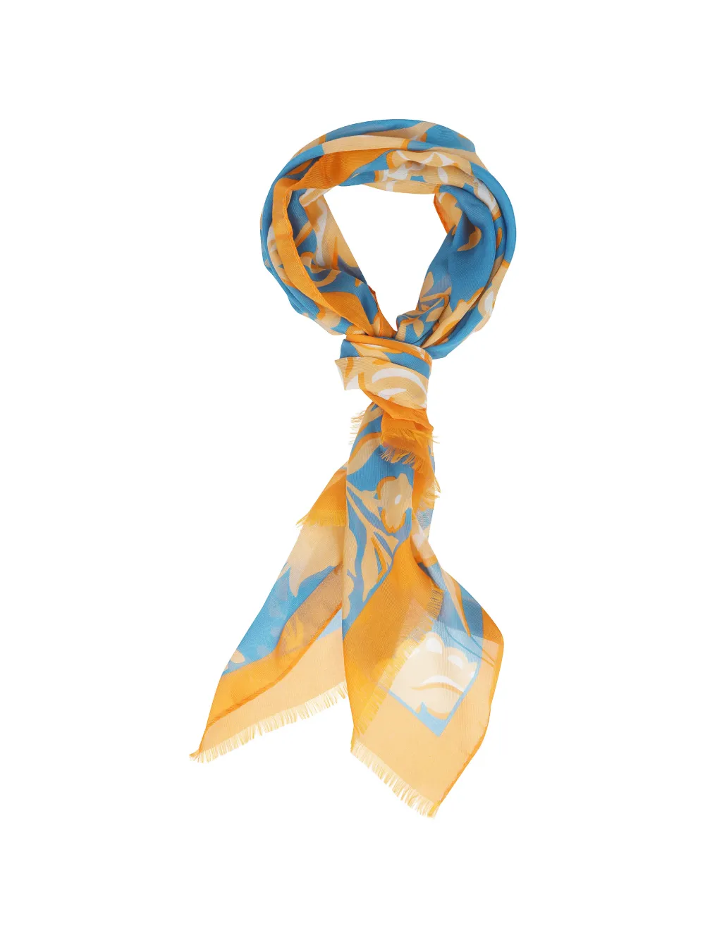 ETRO floral-print frayed scarf - Blu