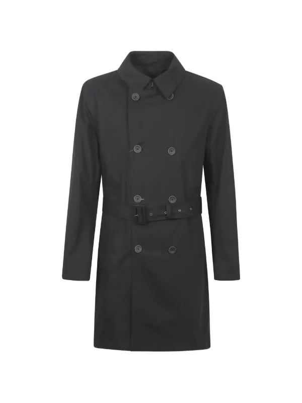 Herno Tech ダブルブレスト トレンチコート Herno ブラック トレンチコート Herno ダブルブレスト トレンチコート