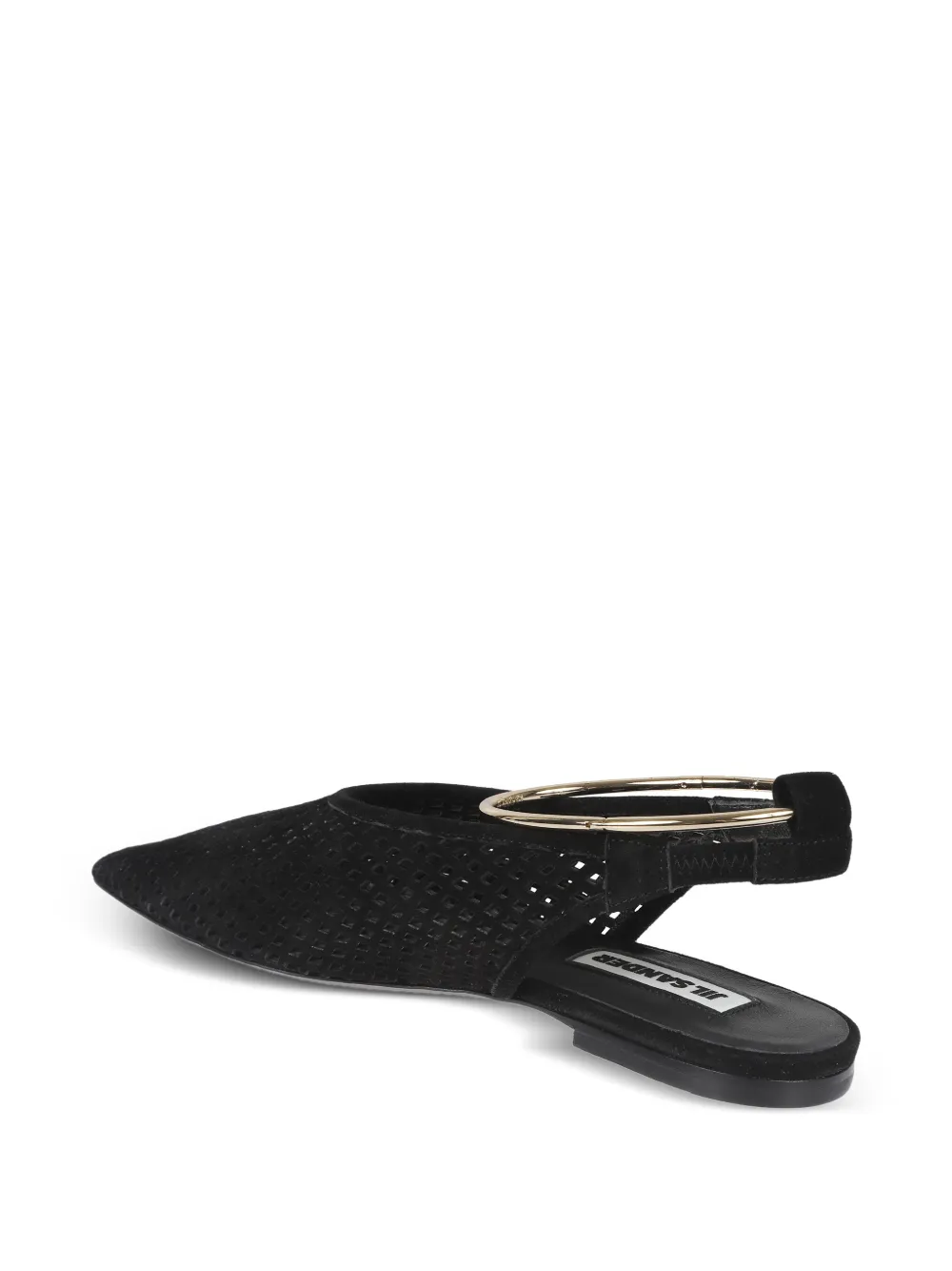 Jil Sander ring-embellished ballet flats Zwart
