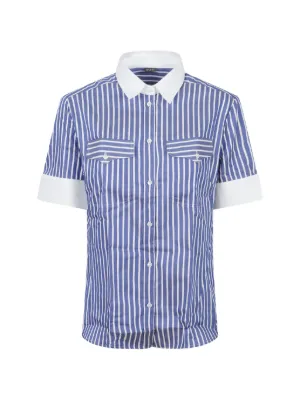 Fay Striped short-sleeve Shirt | Blue | FARFETCH CA