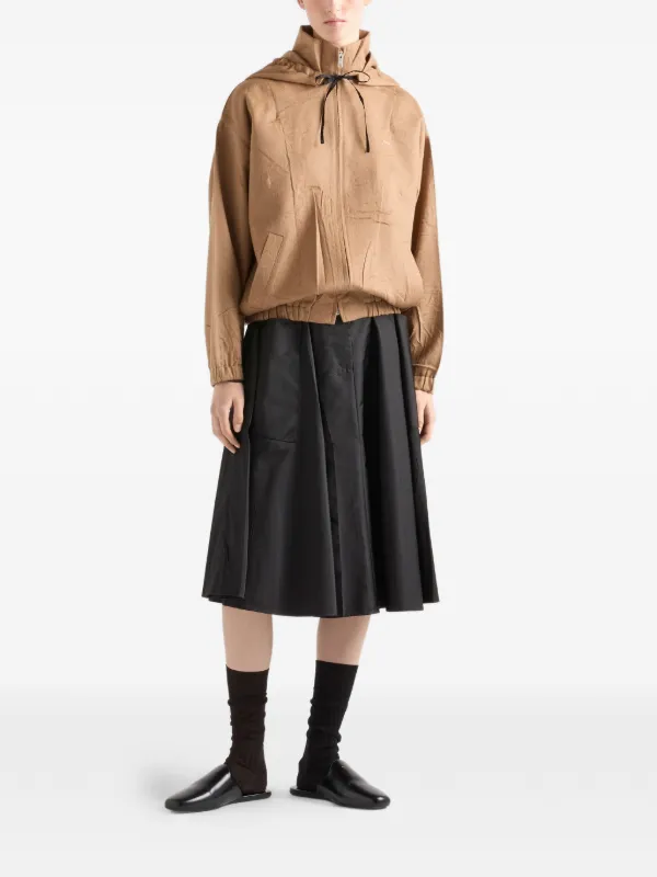 【綺麗】 プラダ PRADA ウール シルク プリーツスカート ミディ丈 Prada プリーツ スカート | ブラック | FARFETCH JP